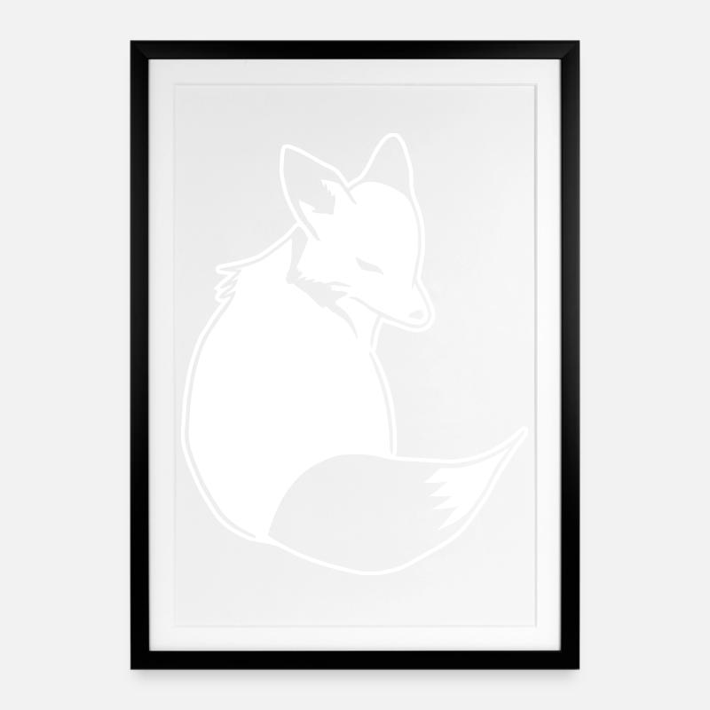 Fox Comic : intelligent, style Foxy & Manga - Affiche encadrée (49 × 69 cm) - noir