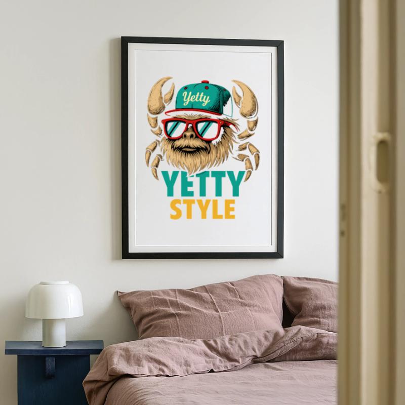 Graphisme Yeti Style Yetty Affiche encadrée (49 × 69 cm)