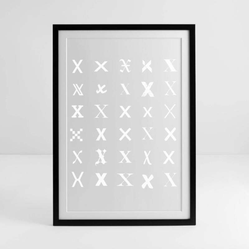 Typography Monogram X Pattern Framed poster (49 × 69 cm)