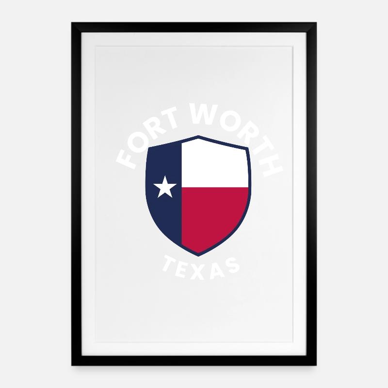 Fort Worth Texas Shield Pride - Framed poster (49 × 69 cm) - black