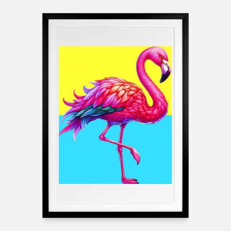 flamingo - Framed poster (49 × 69 cm) - black