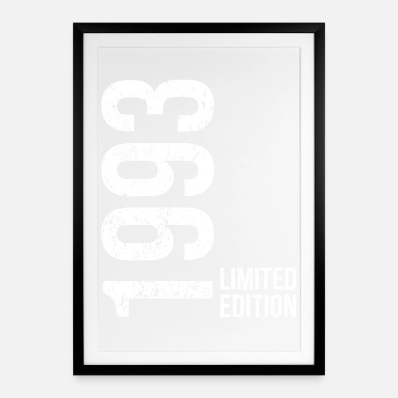 33. Geburtstag Geschenkidee Vintage 1993 - Gerahmtes Poster (49 × 69 cm) - Schwarz