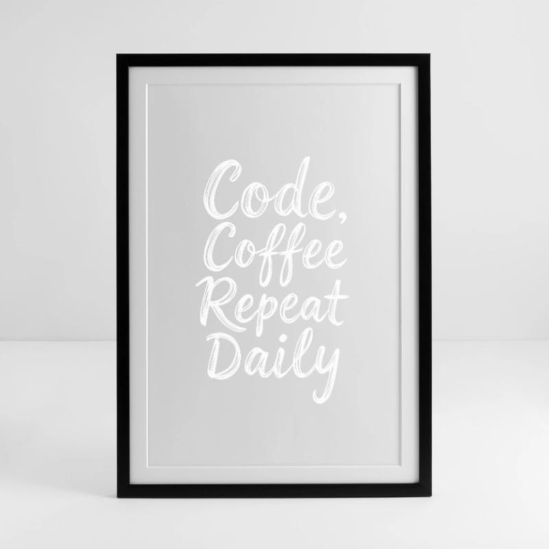 Code Sleep Debug Repeat Programmer Shirt Affiche encadrée (49 × 69 cm)