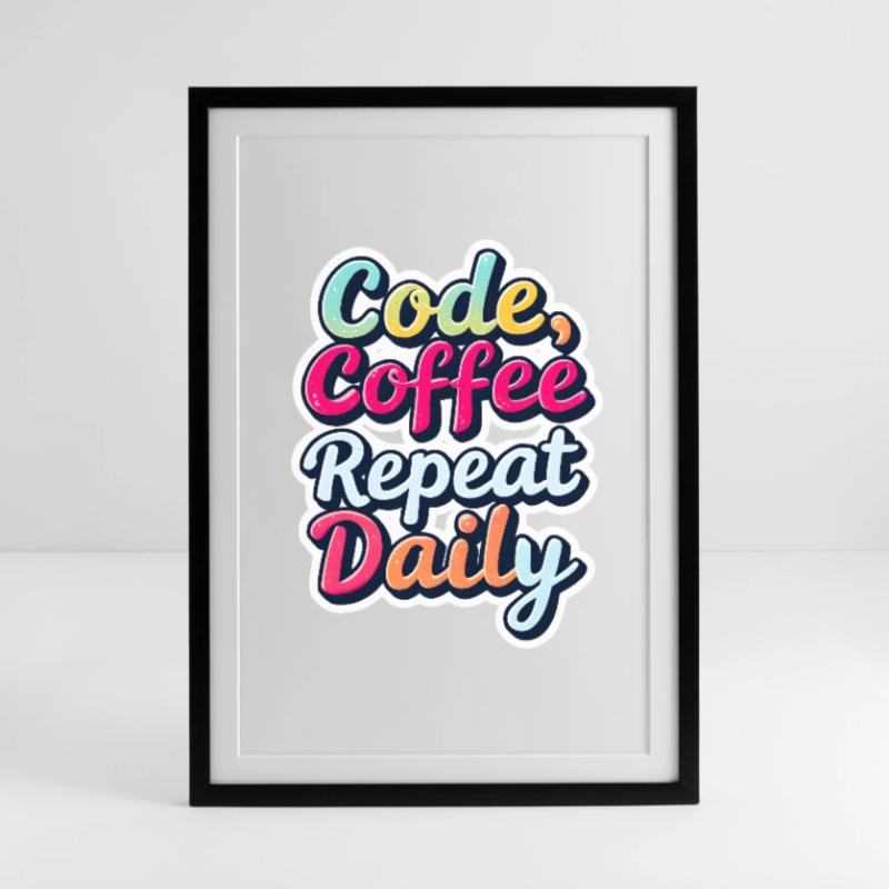 Code Sleep Debug Repeat Programmer Shirt Affiche encadrée (49 × 69 cm)