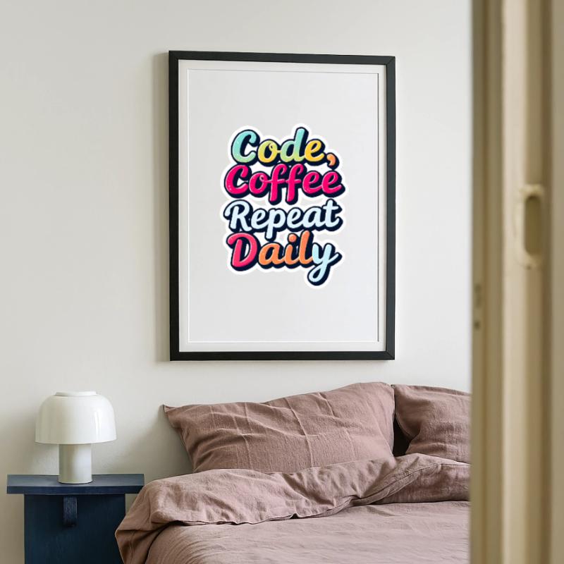 Code Sleep Debug Repeat Programmer Shirt Affiche encadrée (49 × 69 cm)
