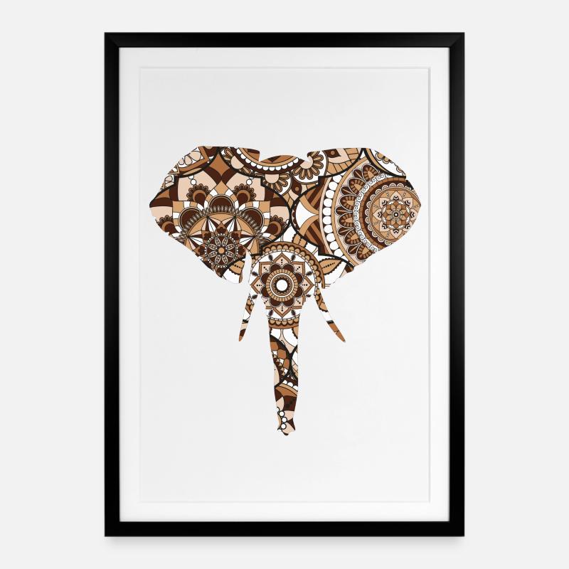 Elephant pattern - Framed poster (49 × 69 cm) - black
