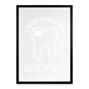 Conception de dents amusante - Mordez fort - Affiche encadrée (49 × 69 cm) - noir - Devant