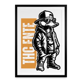 Duckin High – Urban Duck Art THC Ente - Gerahmtes Poster (49 × 69 cm) - Schwarz - Vorne