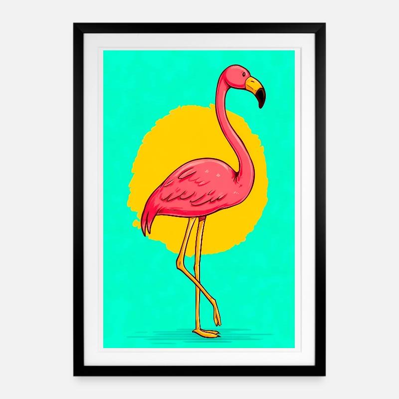 flamingo - Framed poster (49 × 69 cm) - black