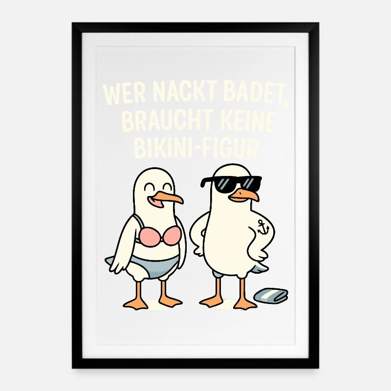 Nude Bathing Bikini Figure Saying - Framed poster (49 × 69 cm) - black