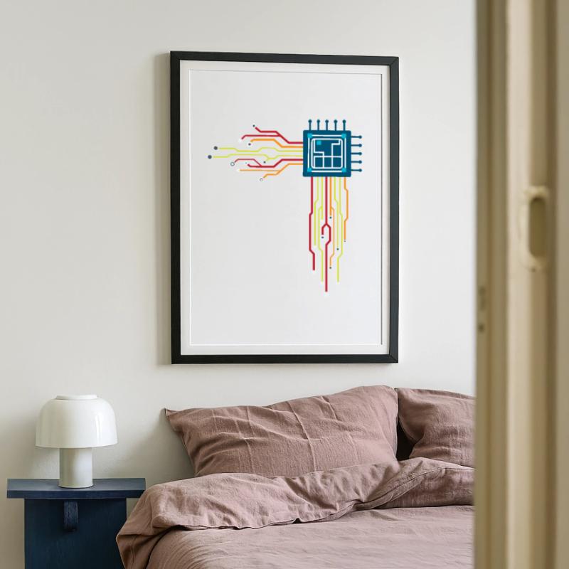 Computer chip - Creative illustration Framed poster (49 × 69 cm)