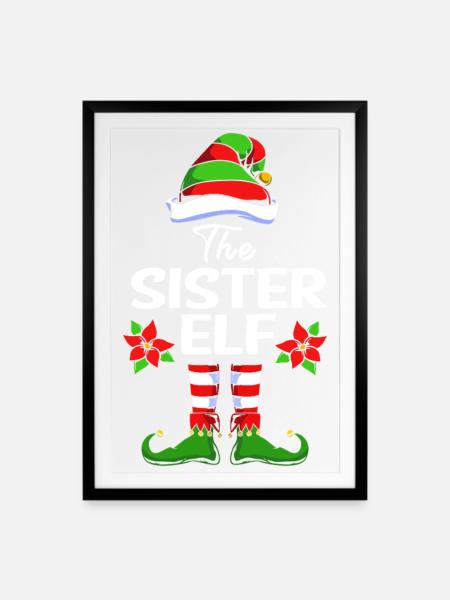 Elfe Elf Weihnachtsgeschenk Schwester - Gerahmtes Poster (49 × 69 cm) - Schwarz