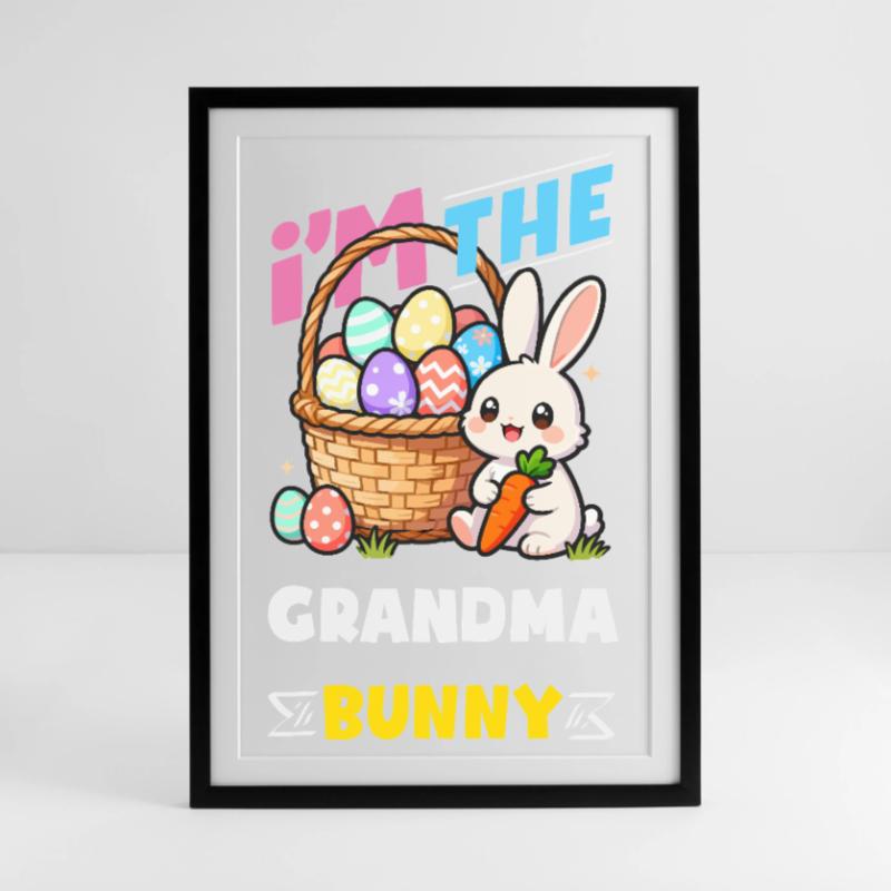 Happy Easter Sweet Easter Bunny Egg Hunt Easter Eggs Framed poster (49 × 69 cm)