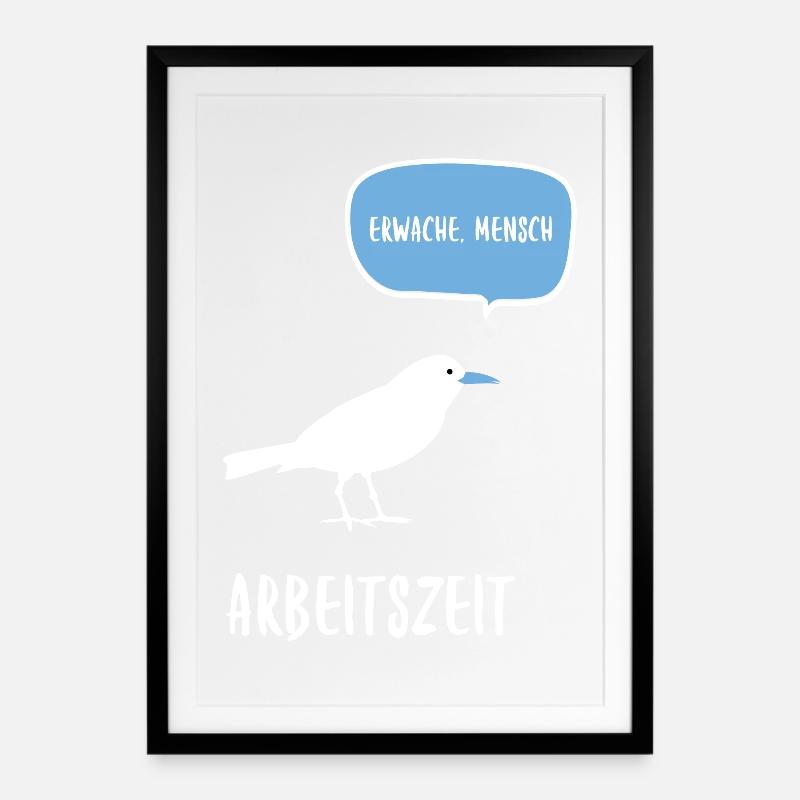 Arbeitszeit - Gerahmtes Poster (49 × 69 cm) - Schwarz