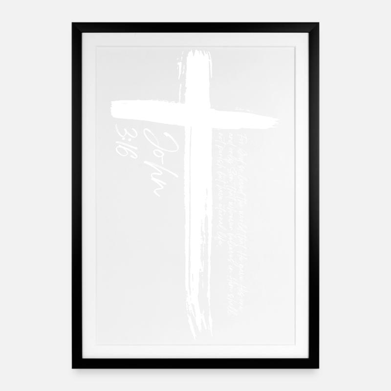 Cross - John 3:16 - Framed poster (49 × 69 cm) - black