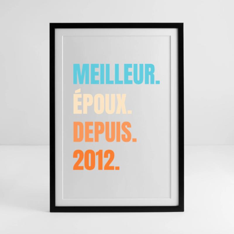 Bester Ehemann seit 2012 Geschenk-Ehemann Gerahmtes Poster (49 × 69 cm)