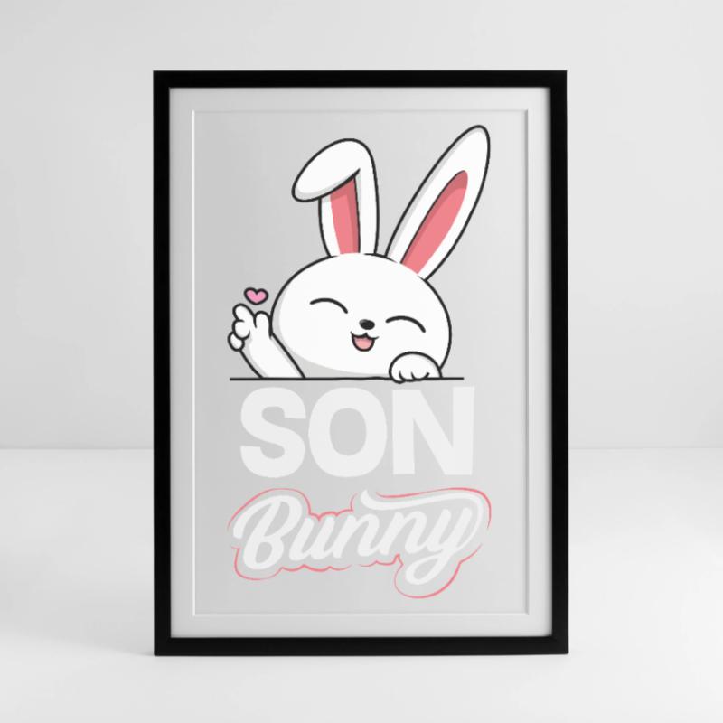 Happy Easter Sweet Easter Bunny Egg Hunt Easter Eggs Framed poster (49 × 69 cm)