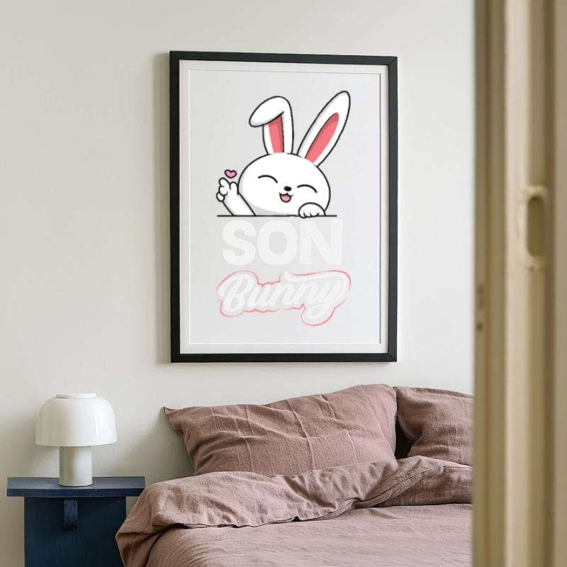 Happy Easter Sweet Easter Bunny Egg Hunt Easter Eggs Framed poster (49 × 69 cm)