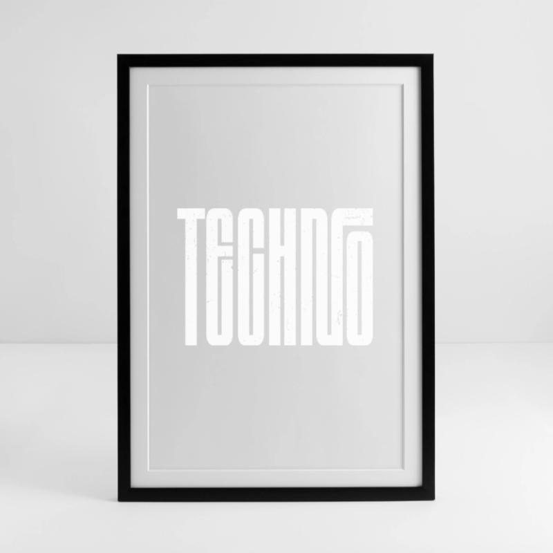 Techno Bold Retro Typography Framed poster (49 × 69 cm)