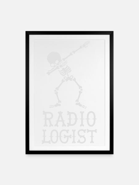 Dab dabbing skeleton radiologist - Gerahmtes Poster (49 × 69 cm) - Schwarz