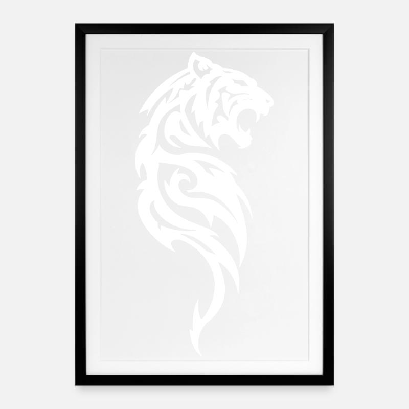 Tiger Tribal Silhouette - Framed poster (49 × 69 cm) - black