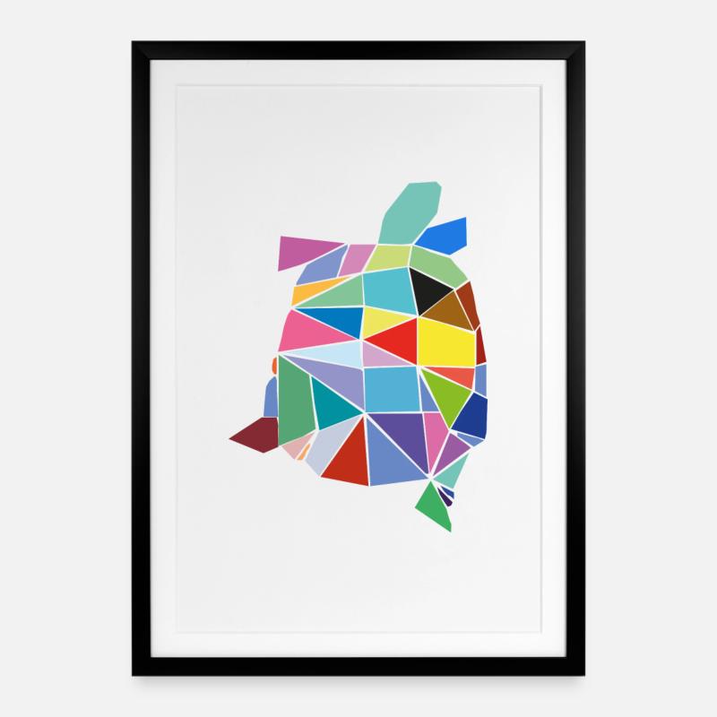 Tortue colorée - Affiche encadrée (49 × 69 cm) - noir
