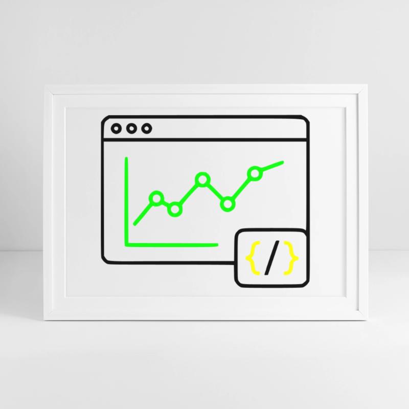Web Analyse Chart Coding Browser Vektor Gerahmtes Poster (69 × 49 cm)