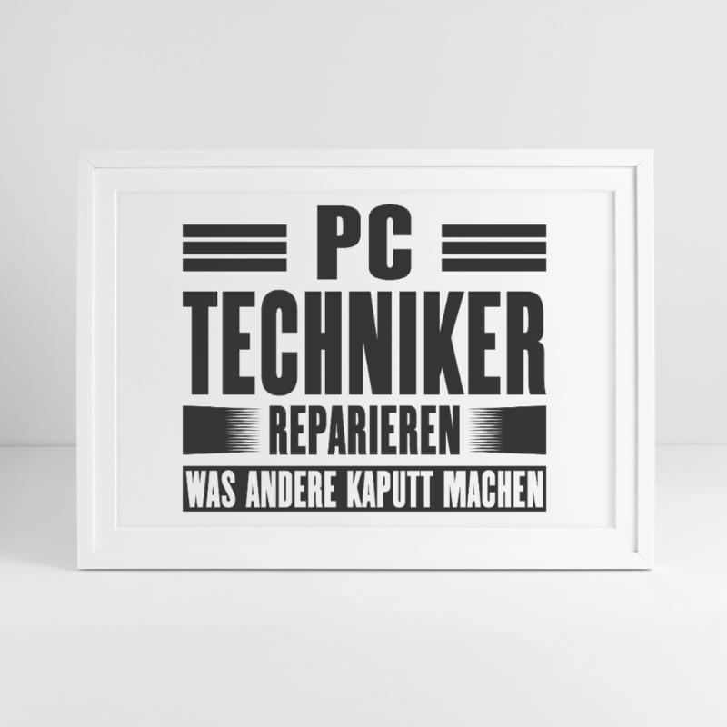 Service Technician Support Solution Devis Service PC Affiche encadrée (69 × 49 cm)