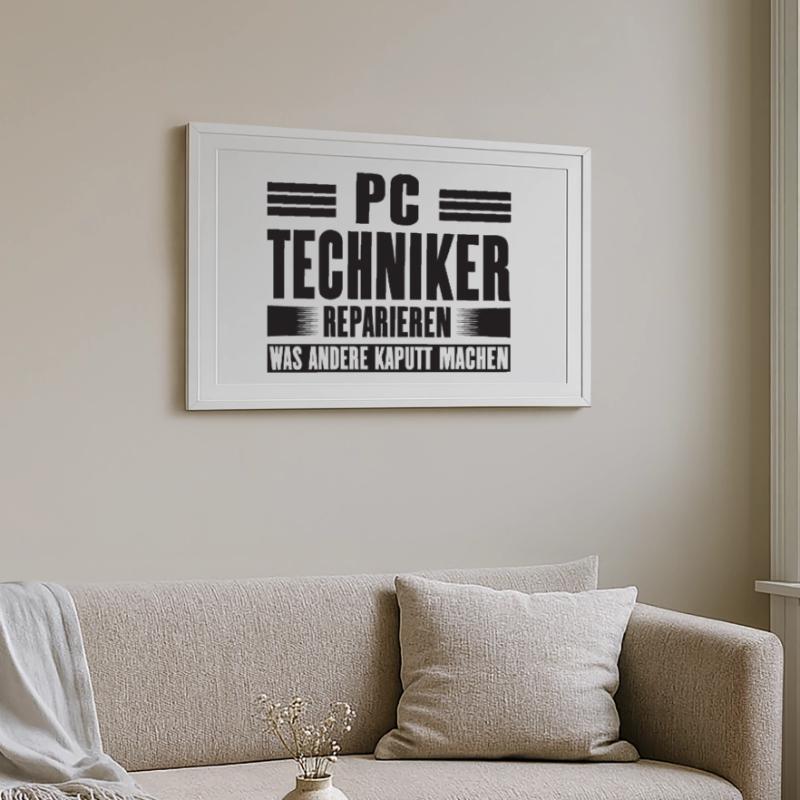 Service Technician Support Solution Devis Service PC Affiche encadrée (69 × 49 cm)