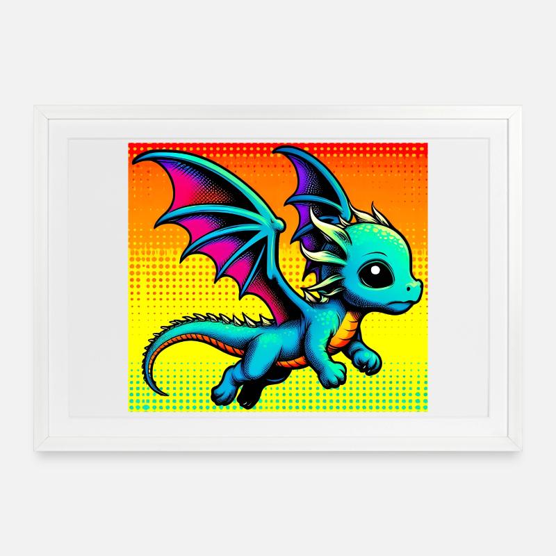 dragon - Affiche encadrée (69 × 49 cm) - blanc