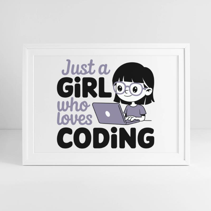 Nur ein Mädchen, das das Programmieren liebt Gerahmtes Poster (69 × 49 cm)
