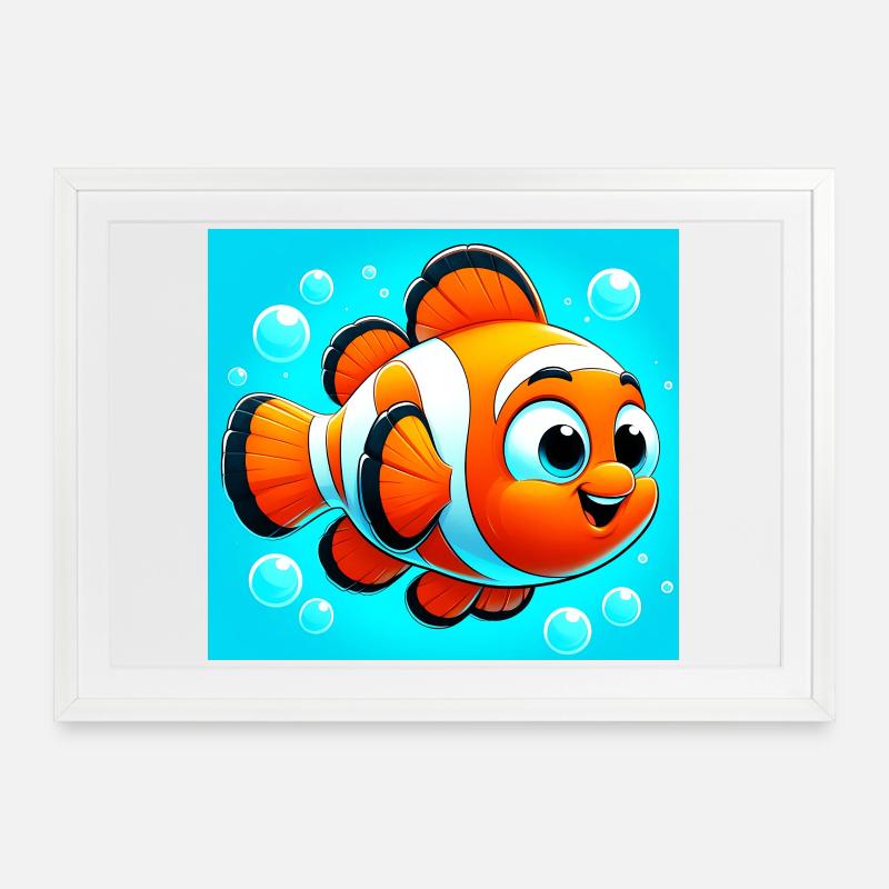 Clownfisch - Gerahmtes Poster (69 × 49 cm) - Weiß