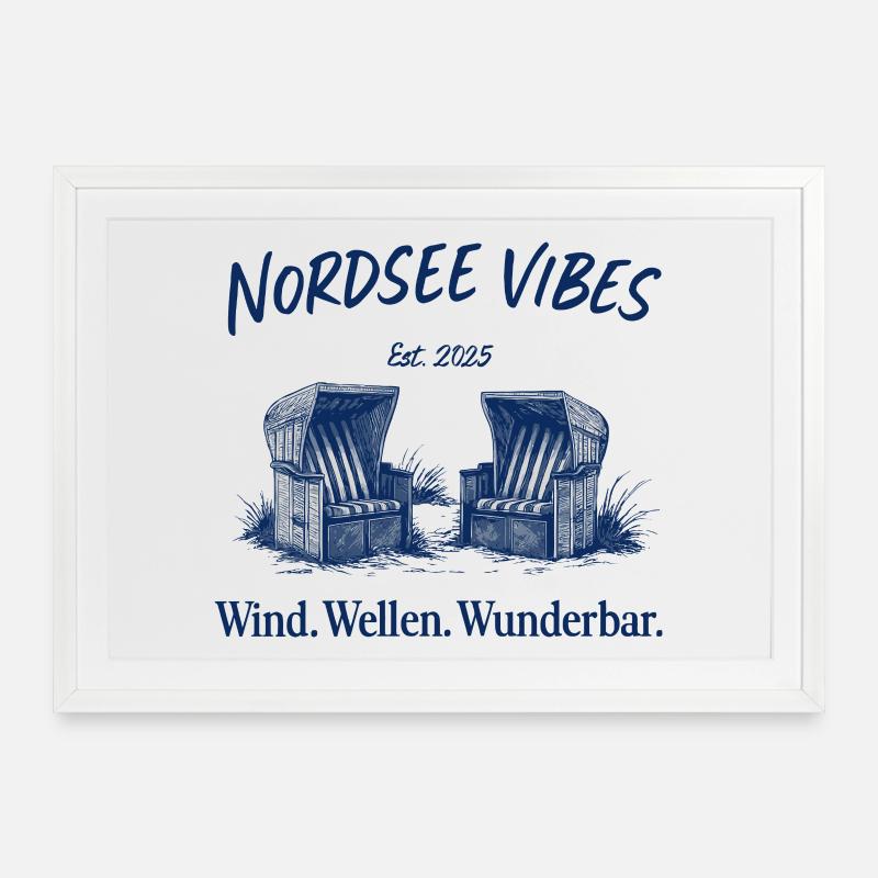Ambiance de la mer du Nord - Affiche encadrée (69 × 49 cm) - blanc