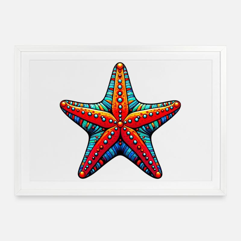 Étoile de mer - Affiche encadrée (69 × 49 cm) - blanc