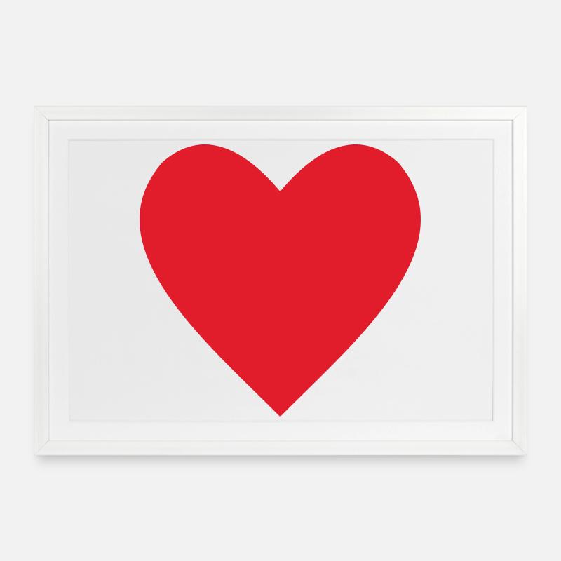 Rotes Herz - Gerahmtes Poster (69 × 49 cm) - Weiß