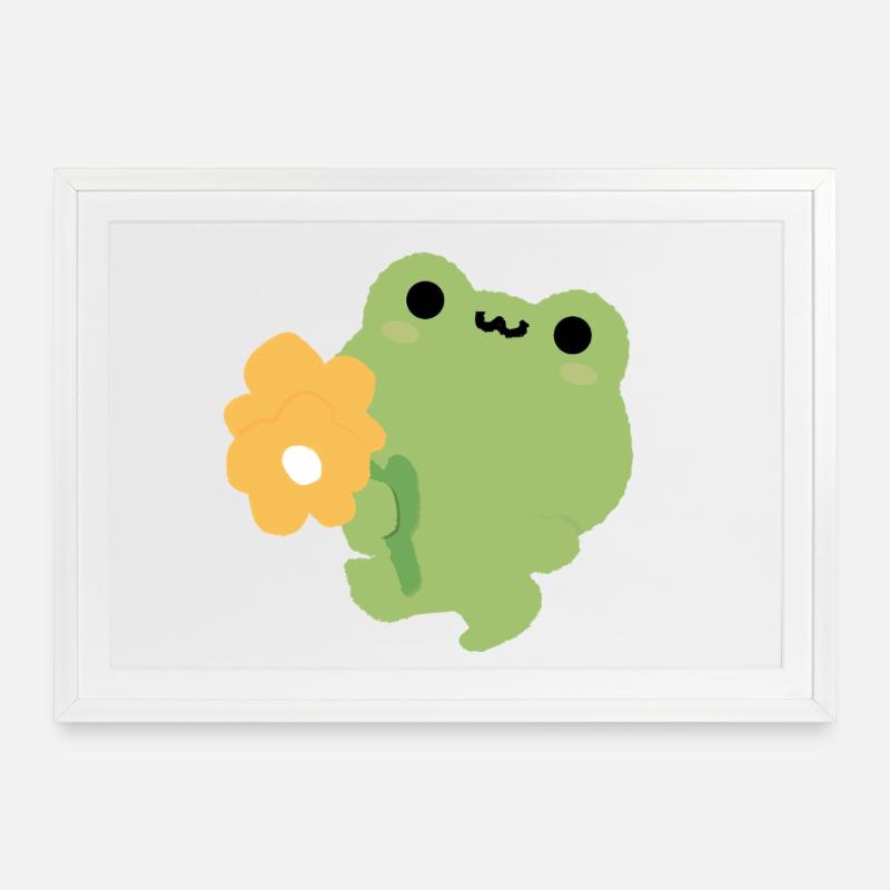 Romantischer Frosch - Gerahmtes Poster (69 × 49 cm) - Weiß