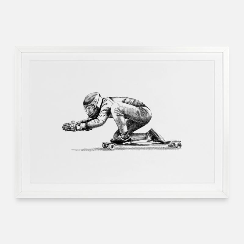 Longboard - Gerahmtes Poster (69 × 49 cm) - Weiß