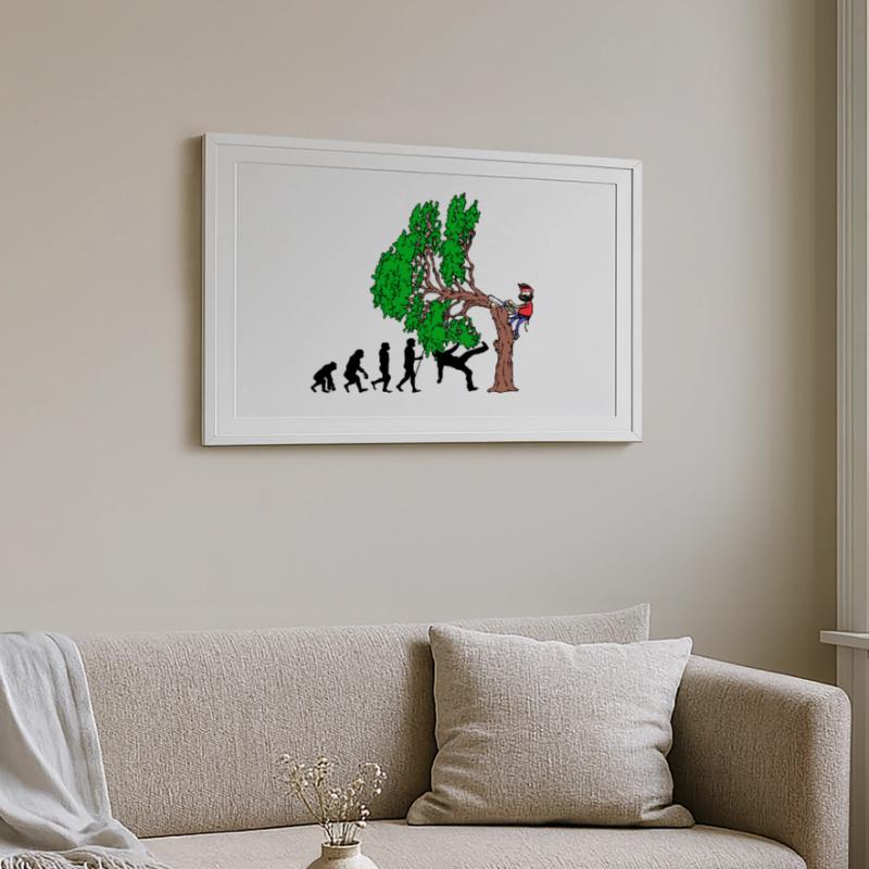 Tree Evolution Bois Bûcheron Forêt de bûcherons Affiche encadrée (69 × 49 cm)