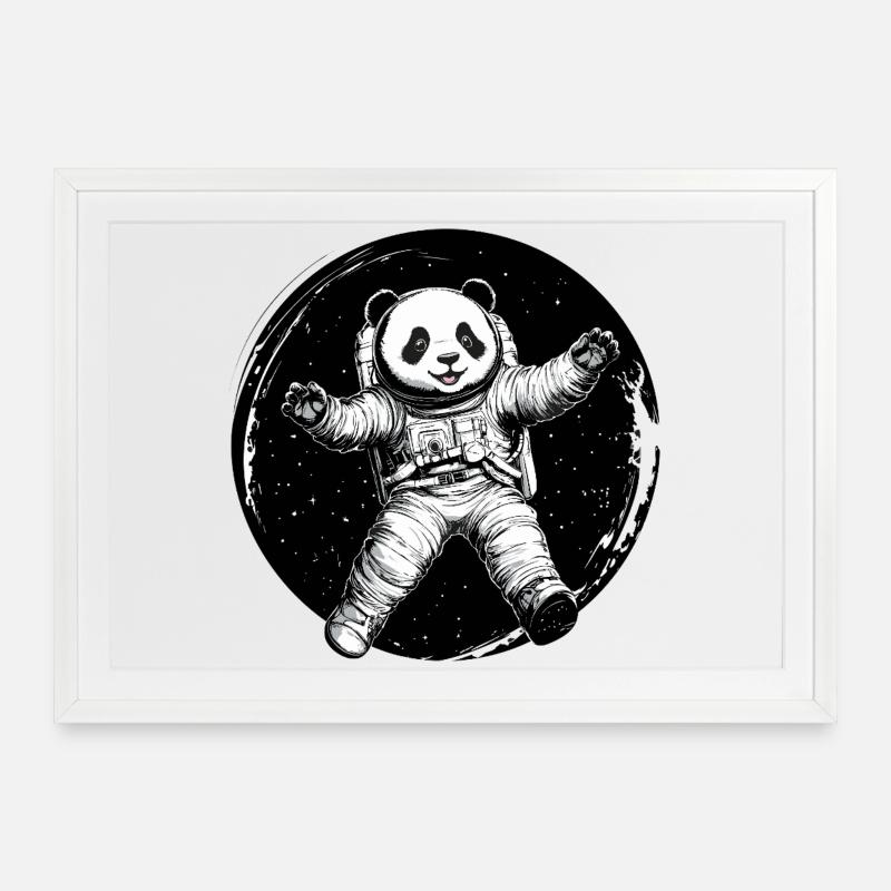 Astronaut Panda – Cute Space Explorer - Framed poster (69 × 49 cm) - white