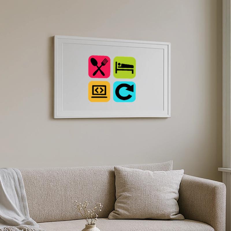 Eat Sleep Program Repeat Funny Quote Code Framed poster (69 × 49 cm)