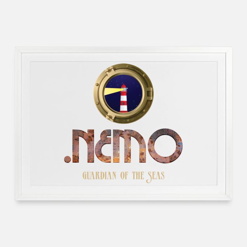 Leuchtturm Wächter der Meere von Nemo - Gerahmtes Poster (69 × 49 cm) - Weiß