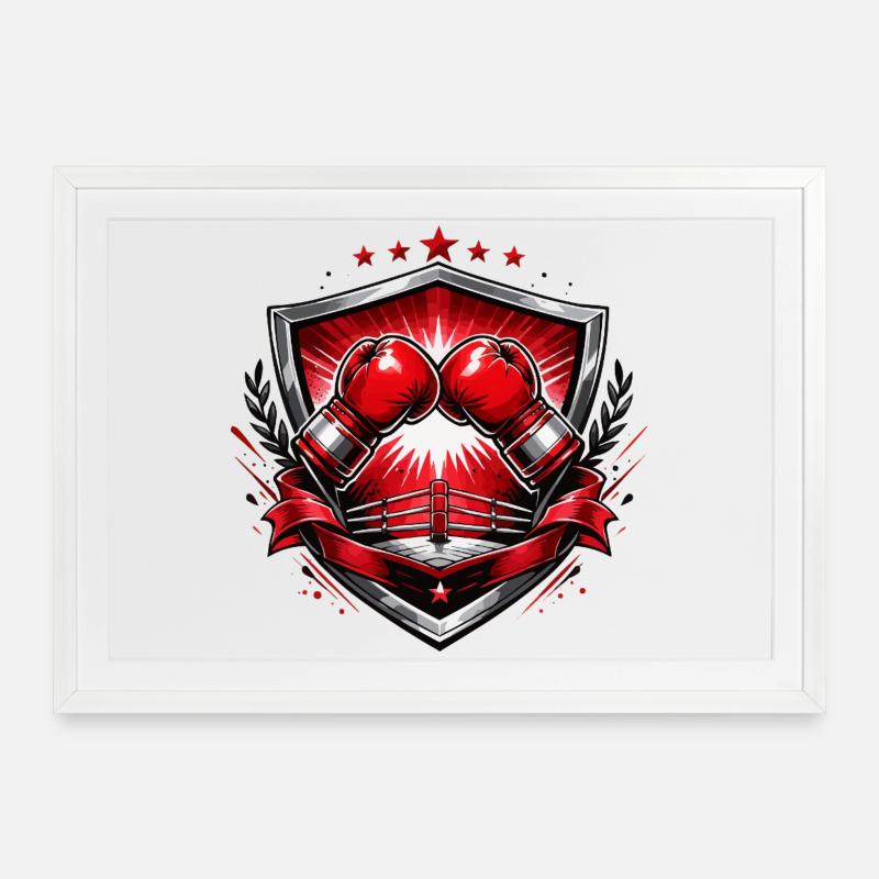 boxhandschuhe-wappen - Gerahmtes Poster (69 × 49 cm) - Weiß