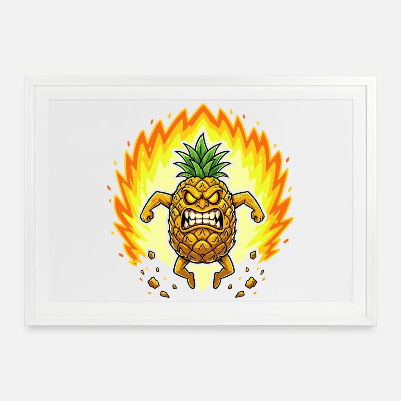 Angry pineapple with flames - Framed poster (69 × 49 cm) - white