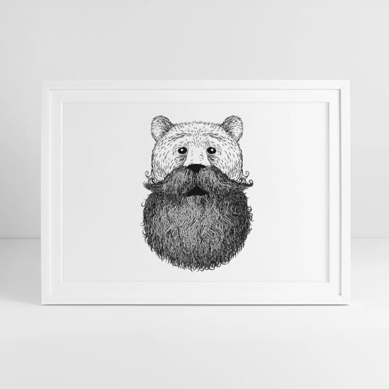 Bär oder Bart Gerahmtes Poster (69 × 49 cm)
