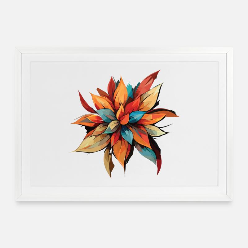 Prismatic Autumn Floral Burst - Framed poster (69 × 49 cm) - white