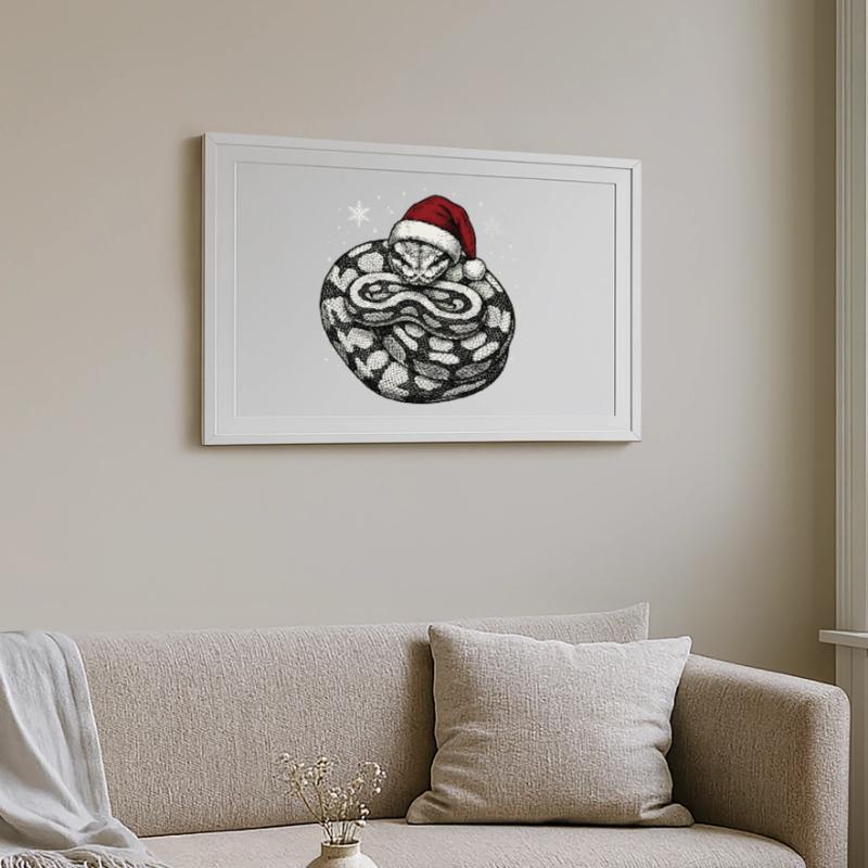 Königspython Weihnachten Ball Python Schlange Gerahmtes Poster (69 × 49 cm)