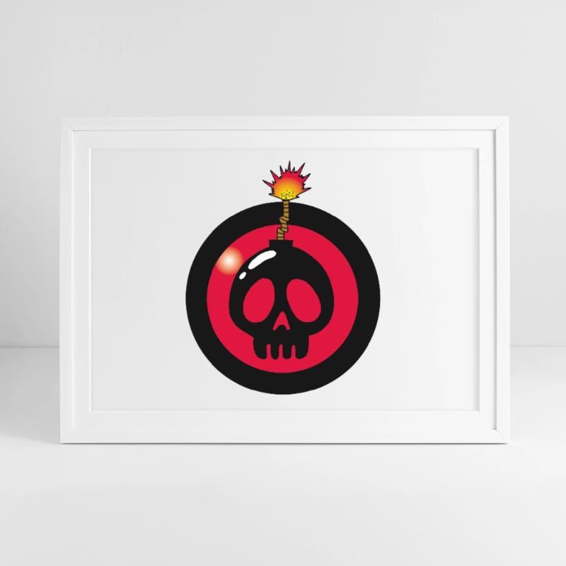 Exploding Skull Framed poster (69 × 49 cm)