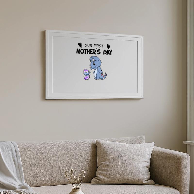 Muttertag - erster Muttertag - Mutter Tochter Gerahmtes Poster (69 × 49 cm)