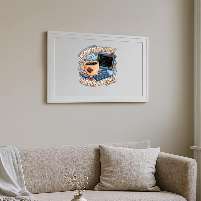 CoffeeCode Debug : Dans le code, nous déboguons Affiche encadrée (69 × 49 cm)