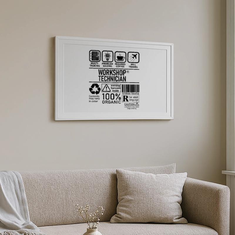 Workshop Technician multi tasking problem solving Framed poster (69 × 49 cm)